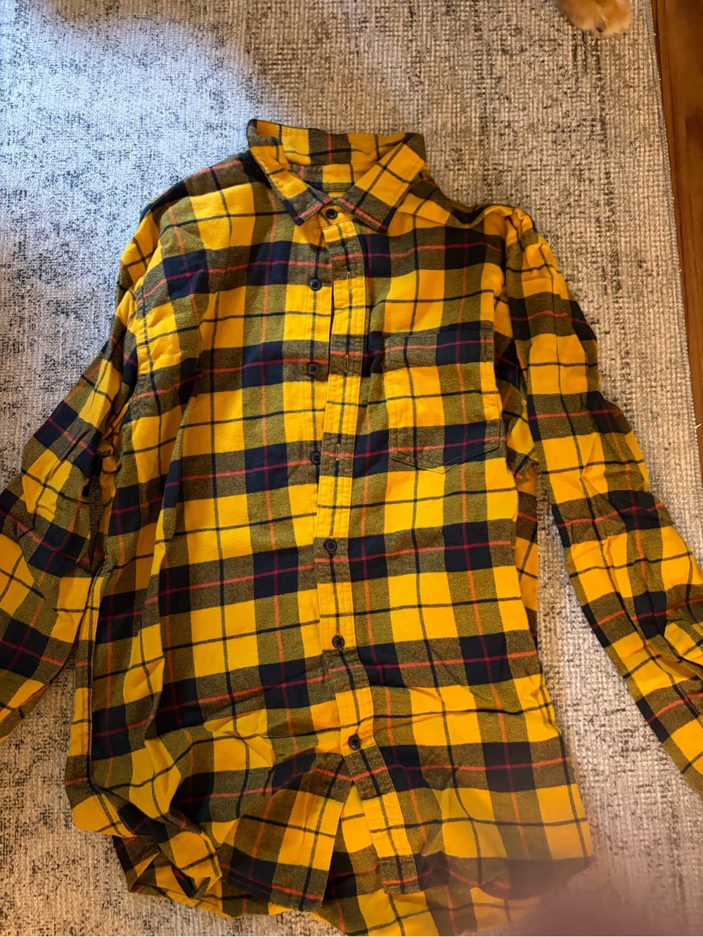 Amazon Essentials Yellow Plaid Long-Sleeve Button-Down Shirt